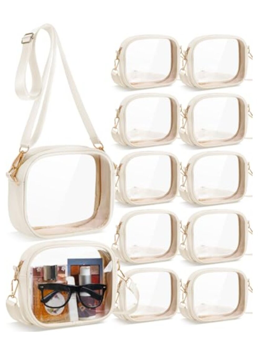 12 Pack Clear Crossbody Bags TPU Transparent with Adjustable Strap for Concerts